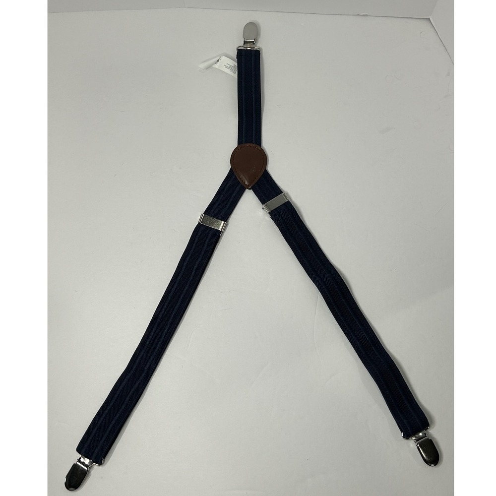 The Childrens Place Kids Navy Herringbone Suspenders Y-Back Adjustable Size 6-16